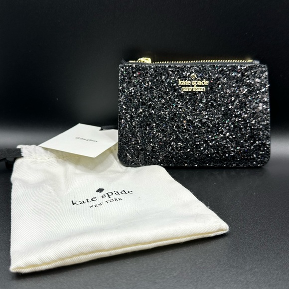 kate spade Handbags - Kate Spade Glittery Black Card Pouch and dusty